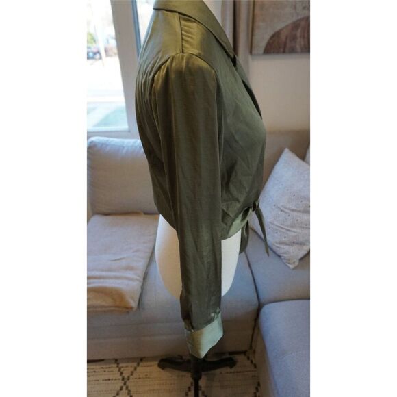 Aritzia Wilfred Tie Front Blouse in Bitter Sage - Size XS - Picture 8 of 15